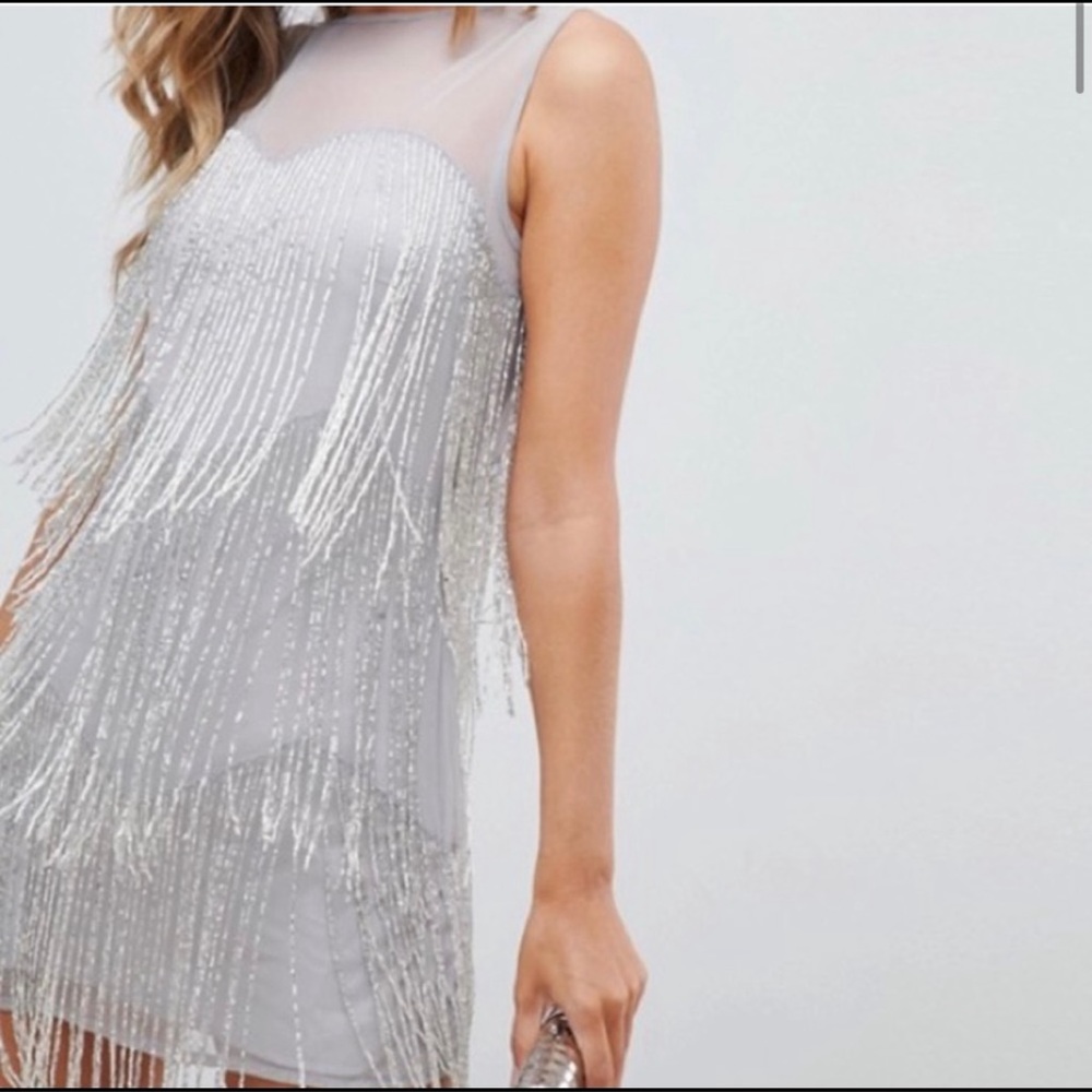Fringe Beaded Mini Dress by ASOS